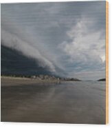 The Storm Rolling In To Good Harbor Beach Gloucester Ma Wood Print