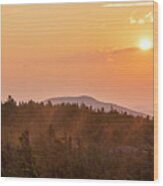 The Sunrise From Phelps Mountain Summit In The Adirondacks Sun Rising Over The Clouds 2 Wood Print