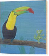 The Toucan And The Lizard Wood Print