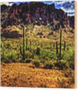 The Trail Turns Toward Superstition Mountain Wood Print