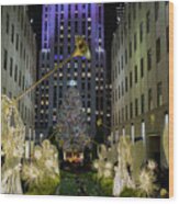 The Tree At Rockefeller Plaza Wood Print