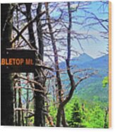 The View From Tabletop Mountain Adirondacks Upstate New York Sign Wood Print