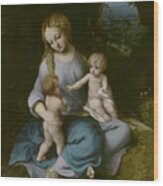 The Virgin, The Child And Saint John Wood Print