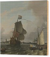 The Warship Brielle On The Maas For Rotterdam Wood Print
