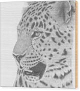 The Watchful Leopard Wood Print
