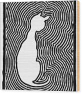 The White Cat Wood Print