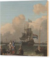 The Y At Amsterdam, With The Frigate De Ploeg Wood Print