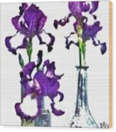 Three Irises In Vases Wood Print