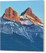 Three Sisters Canmore Sunset Panorama Wood Print