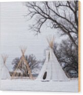 Three Tipis Wood Print