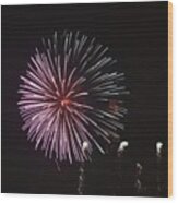 Tilikum Crossing Fireworks Wood Print