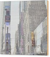 Times Square Street Scene Wood Print
