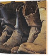 Tired Boots Wood Print