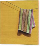 Towel Drying On A Clothesline In India Wood Print