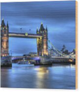 Tower Bridge London Blue Hour Wood Print