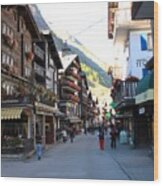 Town Of Zermatt Wood Print