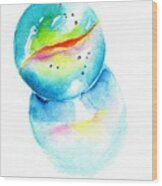 Toy Glass Marble Watercolor Wood Print