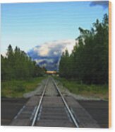 Train Tracks Anchorage Alaska Wood Print