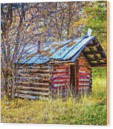 Trappers Cabin Wood Print