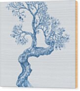 Tree 14 Blue 1 Wood Print