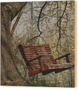 Tree Swing By The Lake Wood Print