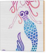 Tribal Mermaid Wood Print