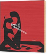 Trombone In Red Wood Print