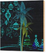 Tropical Holiday Blue Wood Print