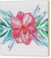 Tropical Watercolor Bouquet 5 Wood Print