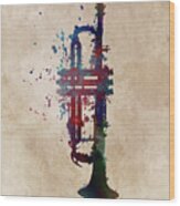 Trumpet Music Art Wood Print