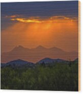 Tucson Mountains Sunset H29 Wood Print