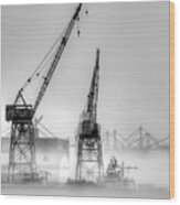 Tug With Cranes Wood Print