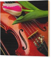 Tulip And Violin Wood Print