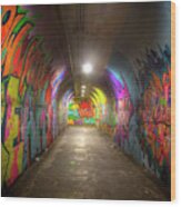 Tunnel Of Graffiti Wood Print