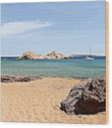 Turquoise Kingdom 2 Alone In Paradise Of Pregonda Beach In Minorca Island Wood Print