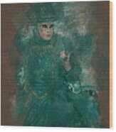 Turquoise Lady Venice Carnival Wood Print