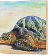 Turtle At Poipu Beach 8 Wood Print