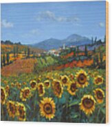 Tuscan Sunflowers Wood Print