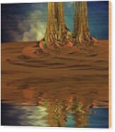 Twin Towers - Reflection Wood Print