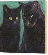 Two Black Cats Wood Print
