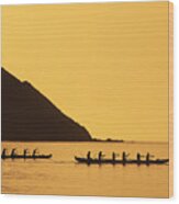 Two Canoes Silhouetted Wood Print
