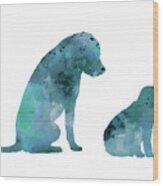 Two Labrador Silhouette Minimalist Painting Wood Print
