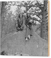 Two Men On A Boulder In The American West, 1972 Wood Print