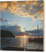 Two Rowboat Sunset Wood Print