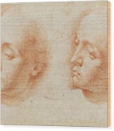 Two Studies Of A Woman's Head Wood Print