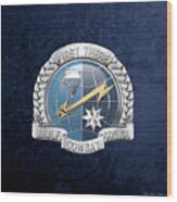 U. S.  Air Force Combat Control Teams - Combat Controller C C T Badge Over Blue Velvet Wood Print