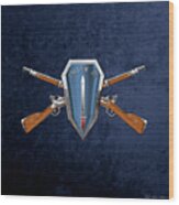 U. S. Army Infantry School Distinctive Unit Insignia Over Blue Velvet Wood Print