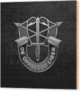 U. S.  Army Special Forces  -  Green Berets D U I Over Black Velvet Wood Print