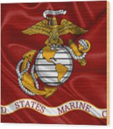 U. S.  Marines - U S M C Corps Flag Wood Print