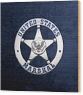 U. S. Marshals Service  -  U S M S  Badge Over Blue Velvet Wood Print